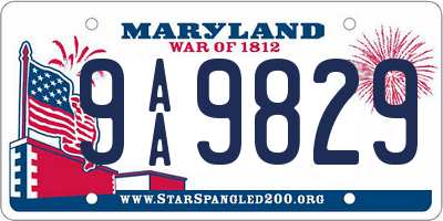 MD license plate 9AA9829