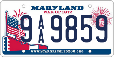 MD license plate 9AA9859