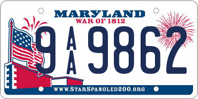 MD license plate 9AA9862