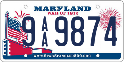 MD license plate 9AA9874