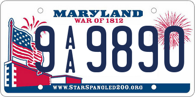 MD license plate 9AA9890