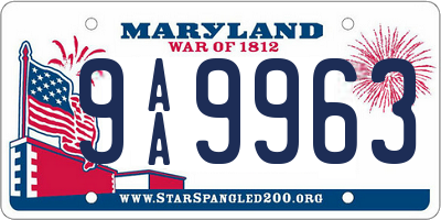 MD license plate 9AA9963
