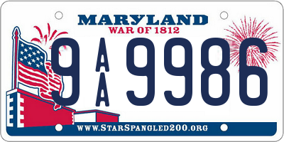 MD license plate 9AA9986