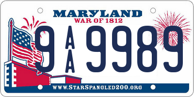 MD license plate 9AA9989