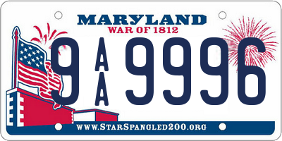 MD license plate 9AA9996