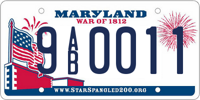 MD license plate 9AB0011