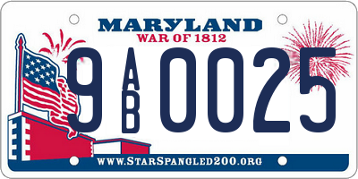 MD license plate 9AB0025