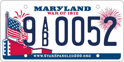 MD license plate 9AB0052