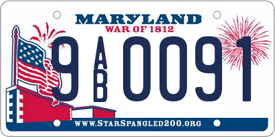 MD license plate 9AB0091