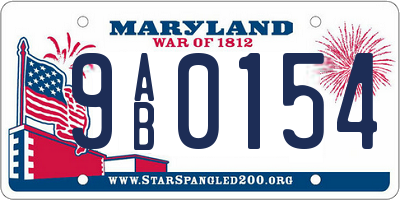 MD license plate 9AB0154