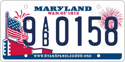 MD license plate 9AB0158