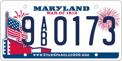 MD license plate 9AB0173