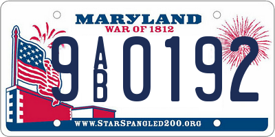 MD license plate 9AB0192