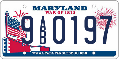 MD license plate 9AB0197
