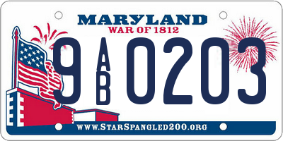 MD license plate 9AB0203