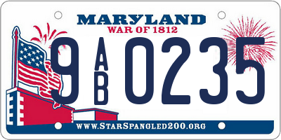 MD license plate 9AB0235