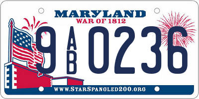 MD license plate 9AB0236