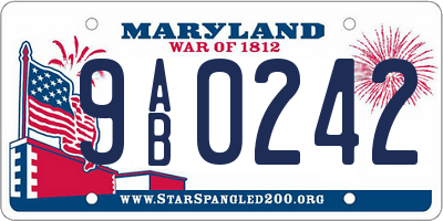 MD license plate 9AB0242