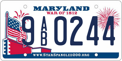 MD license plate 9AB0244