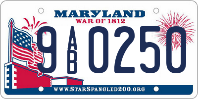 MD license plate 9AB0250