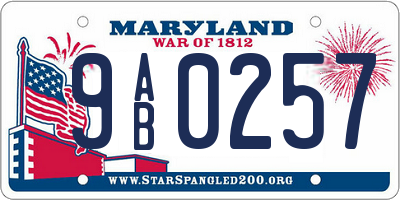 MD license plate 9AB0257