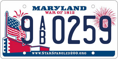 MD license plate 9AB0259