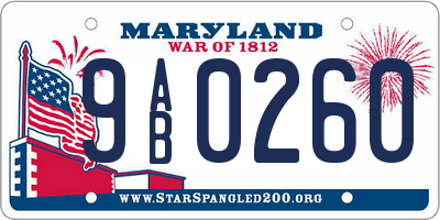 MD license plate 9AB0260