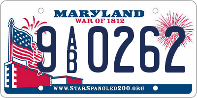 MD license plate 9AB0262