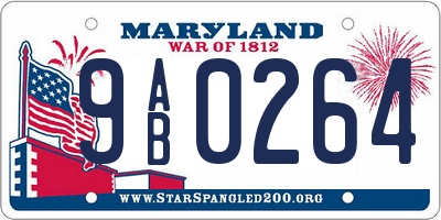 MD license plate 9AB0264