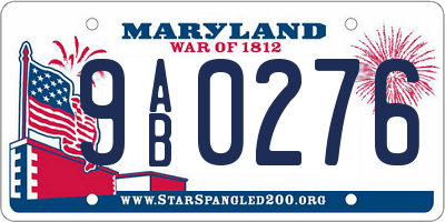 MD license plate 9AB0276