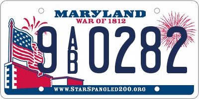 MD license plate 9AB0282