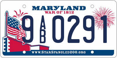 MD license plate 9AB0291