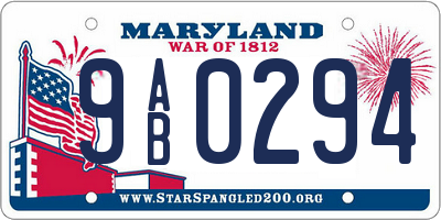 MD license plate 9AB0294