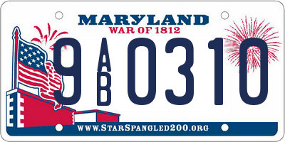 MD license plate 9AB0310