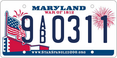 MD license plate 9AB0311
