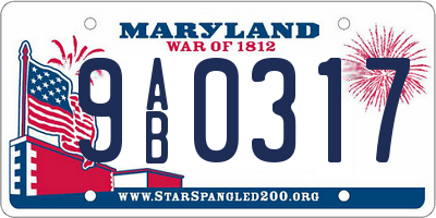 MD license plate 9AB0317