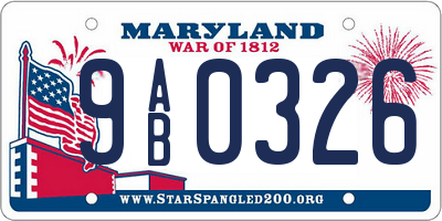 MD license plate 9AB0326