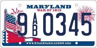 MD license plate 9AB0345