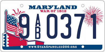 MD license plate 9AB0371