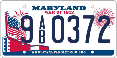 MD license plate 9AB0372