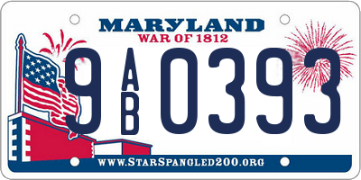 MD license plate 9AB0393