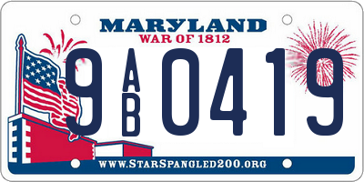 MD license plate 9AB0419