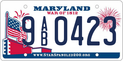 MD license plate 9AB0423