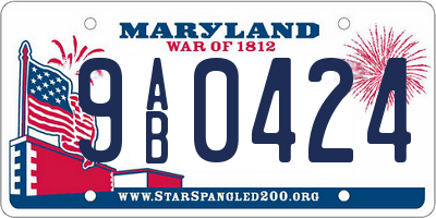 MD license plate 9AB0424