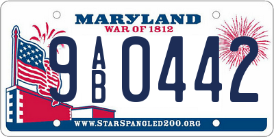 MD license plate 9AB0442