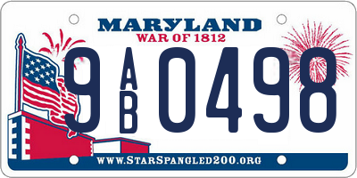 MD license plate 9AB0498