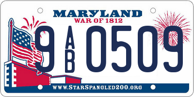 MD license plate 9AB0509
