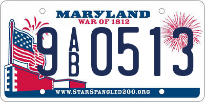 MD license plate 9AB0513