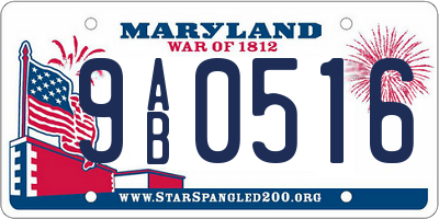 MD license plate 9AB0516