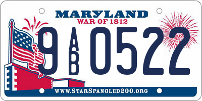 MD license plate 9AB0522